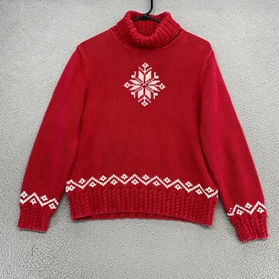 Suéter Lauren Ralph Lauren para mujer talla mediana tejido a mano con copo de nieve en punto de cruz Foto 1 de 4