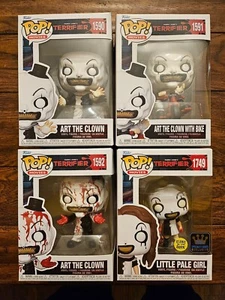 Funko Pop Terrifier Bundle Art the Clown & Little Pale Girl + protectors New - Picture 1 of 6