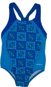 NEW GIRLS SIZE 6 SPEEDO ONE PIECE RACERBACK SWIMSUIT SUIT BLUE/GREEN POLKA DOT - Picture 1 of 3