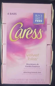 Caress Velvet Bliss Ultra Silkening Beauty Bar Soap Blackberry Vanilla 4 bars - Picture 1 of 5
