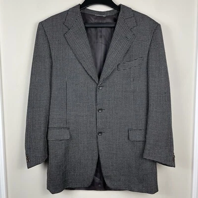 Canali Proposta Sport Coat 44L Long Blazer Wool Jacket Gray Black Stripe Check - Image 1 of 4