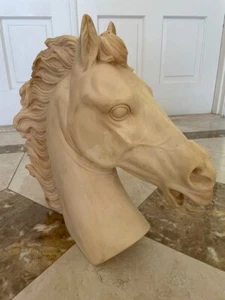 Alabaster Horse Head 🐴 Statue signed A. Giannelli Cream Beige Larger 15in 23lbs - Picture 1 of 7