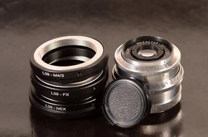 INDUSTAR 50 Serviced CLA Silver M39 L39 Leica Mount Lens + Adapter M4/3, NEX, FX - Picture 1 of 14