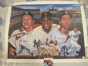 WILLIE MAYS SIGNED POSTER 22X26 PHOTO JSA. ALSO SIGNED BY DUKE SNIDER STUNNING - Picture 1 of 5