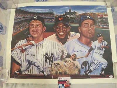 WILLIE MAYS SIGNED POSTER 22X26 PHOTO JSA. ALSO SIGNED BY DUKE SNIDER STUNNING - Image 1 of 4