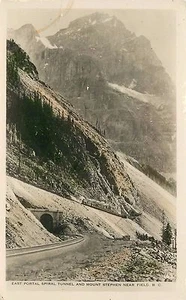 Postcard East Portal Spiral Tunnel Mount Stephen Near Field BC RPPC - Picture 1 of 2