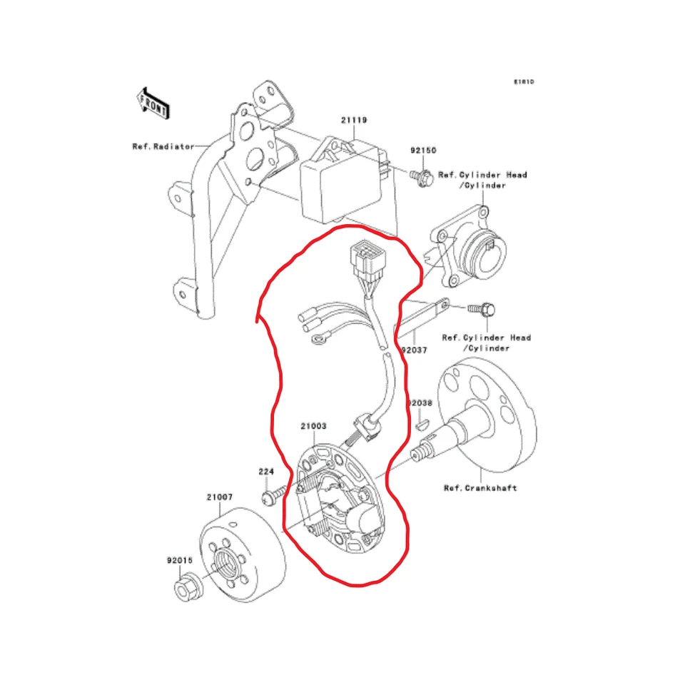New 21003-1366 Kawasaki Part 2001-05 KX100 KX85, Stator MPN#  - Изображение 1 из 1
