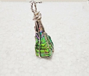Natural Bismuth Gemstone 925 Sterling Silver Wire Wrap Pendent / Valentine Gift - Picture 1 of 3