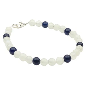 Pulsera de Auténtico Luna & Lapislázuli & 925 Plata, 20cm Joyas Brazo Mujer - Imagen 1 de 1