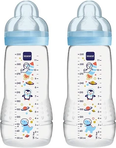 MAM Easy Active Baby Bottle With MAM Fast Flow Teats Twin Pack Of Baby Bottles - Picture 1 of 6