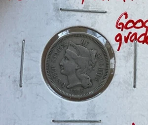 1865 Nickel 3 Three Cent Piece - Picture 1 of 2