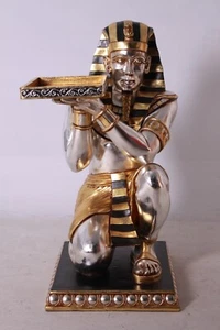 Egyptian King Tut Kneeling w/ Tray Hand Painted Sm Side Table Theme Display Prop - Picture 1 of 5