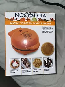 Nostalgia My Mini Pumpkin Pattern Waffle Maker 5” inch Non-Stick Surface (New) - Picture 1 of 4