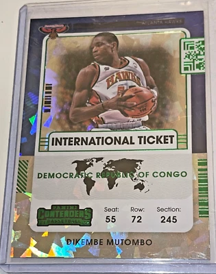 RARE DIKEMBE MUTOMBO GREEN ICE INTERNATIONAL TICKET 2021-22 PANINI CONTENDERS - Image 1 of 2