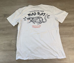 Men’s GLOBE Skateboarding Shirt Sz L MAD RAT White Short Sleeve Skate T-shirt
