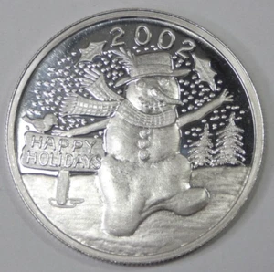 Muñeco de nieve Happy Holidays Christmas 2002 "Para alguien especial" 1 oz plata fina .999 - Imagen 1 de 5