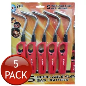 5 x X LITE FLEXIBLE GAS LIGHTER REFILLABLE 360º FLEXI LIGHTERS BBQ CAMPING BULK - Picture 1 of 2