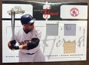 Rickey Henderson 2005 Donruss Absolute Heroes Boston-Cappello, maglia, mazza 13/25 card - Foto 1 di 4