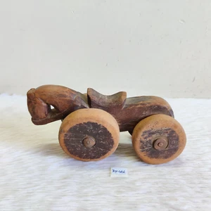 1920s Antique Handcrafted Wooden Horse Pulling Toy Decorative Kids Props TOY426 - Picture 1 of 9