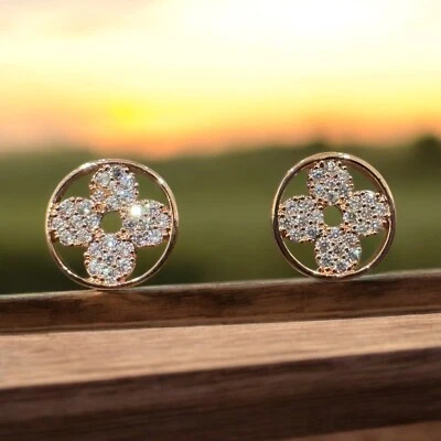 PENDIENTES DE MODA TRÉBOL EN CRISTALES DE SWAROVSKI CHAPADOS EN ORO BONITOS Foto 1 de 3
