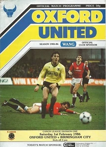Football Programme>OXFORD UNITED v BIRMINGHAM CITY Feb 1986 - Picture 1 of 1