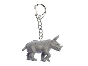 Rhino Charm Keychain Miniblings Pendant Keyring Zoo Rubber Gray - Picture 1 of 4