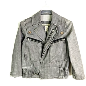 Marc by Marc Jacobs Gray Denim Jean Jacket 3/4 Sleeve Moto Women Size 4 Small - Picture 1 of 10