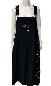 Vintage Mandal Bay Women's Black Embroidered Garden Theme Dress Overall size XXL - Picture 1 of 13
