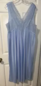Miss Elaine Silk Essence langes ärmelloses Nachthemd Spitze Mieder blau XL MÄNGEL - Bild 1 von 10