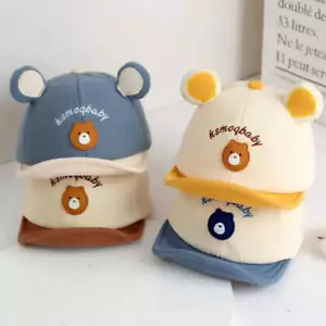 Cartoon Bear Baby Baseball Cap With Ears Cute Animal Sun Hat for Boys Girls Casu - Picture 1 of 10