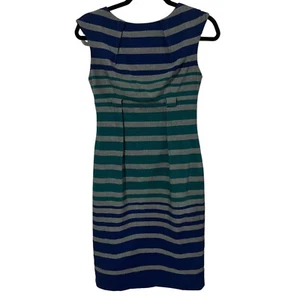 Calvin Klein Women's Dress Size 2 - Gray Blue Turquoise - Sleeveless Striped - Picture 1 of 7