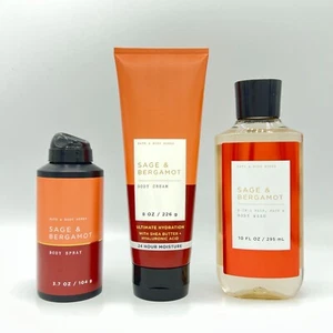 Paquete de 3 piezas de spray corporal, crema y lavado para hombre Bath & Body Works Sage & Bergamot - Imagen 1 de 4