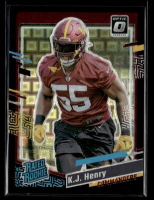(2750) 2023 Donruss K.J. Henry Optic Rated Rookie Preview Black Prizm #/25 - Image 1 of 2