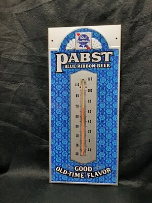VINTAGE PABST BLUE RIBBON BEER METAL ADVERTISING THERMOMETER ORG. OWNER EX COND. - Image 1 of 4