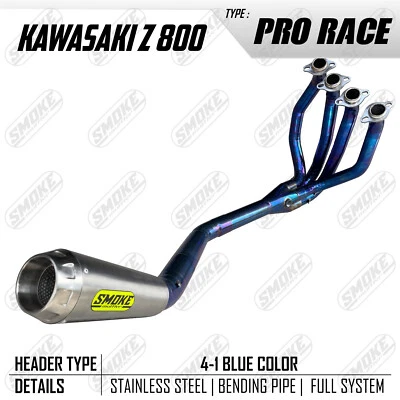 Escape Fit To Kawasaki Z800 2013-2016 Cabeçalho Azul Aço Inoxidável Sistema Completo 4 em 1 - Imagem 1 de 4