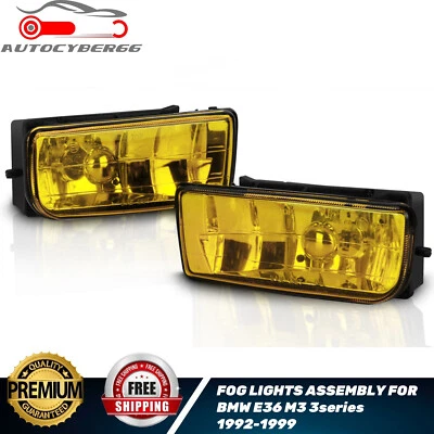 Fog lights For 1992-1999 BMW E36 M3 3 SERIES Fog Lamps Pair W/Bulbs Yellow Lens — 第 1/4 张图片