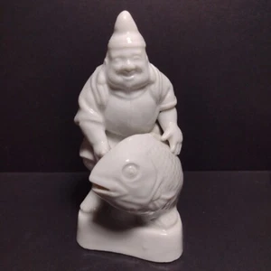 Blanc De Chine Fisherman with Carp, Figurine Crafted In Japan - Picture 1 of 8