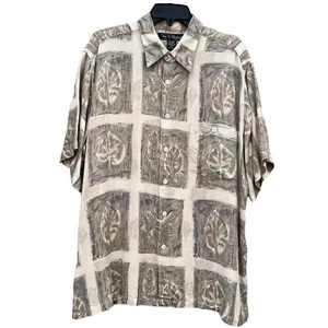 Tori Richard Silk Blend Hawaiian Shirt Brown Leaf Large - Picture 1 of 7