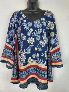 Blusa para mujer Figueroa & Flowers talla 1X floral manga 3/4 boho campesina floral - Imagen 1 de 13