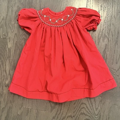 Платье Luli & Me для девочки 12 месяцев красное со сборками праздничное рождественское классическое - Изображение 1 из 4