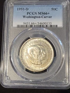 1951-D Booker T  Washington  Commemorative Half Dollar PCGS MS66+ Superb Gem!!! - Picture 1 of 2
