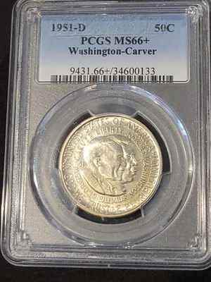 1951-D Booker T  Washington  Commemorative Half Dollar PCGS MS66+ Superb Gem!!! - Image 1 of 2
