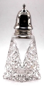 Vintage Sterling Silber/Geschliffenes Glas Zuckersieb/Rolle, Sheffield 1963, Top - Bild 1 von 7