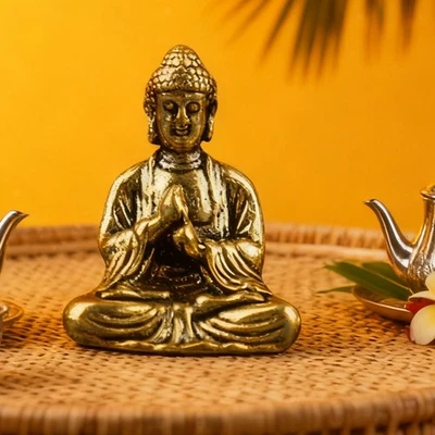 Brass Mini Buddha Statue Small Pocket Buddha Figurine for Car Home Office - Image 1 of 4