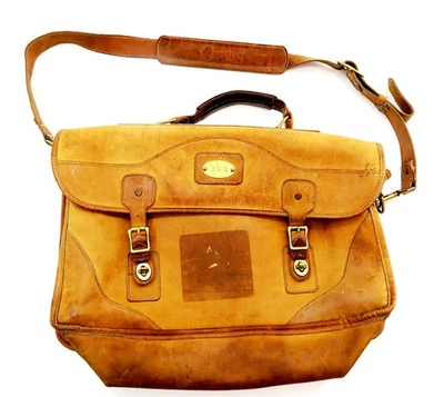 Bolso Mensajero de Hombro de Cuero Marrón ORVIS 18" de Colección con Asa para Laptop Negocios Foto 1 de 4