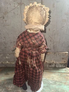 Antique American Folk Art Cloth Rag Doll - Picture 1 of 18