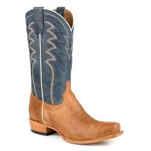 Herren Stetson Knox Leder Stiefel Eckige Zehe Handarbeit Braun - Bild 1 von 2