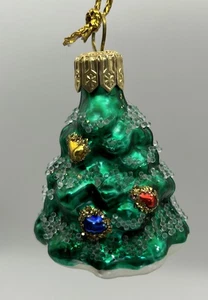 Small Christmas Tree Mouth Blown Hand Decorated Glass Ornament Ukraine COA 2”H - Picture 1 of 10