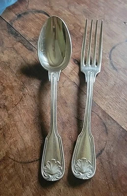 Antique 1895 CHRISTOFLE Silverplate CTF84 Shell & Fiddle Shaped Forks & Spoons - Image 1 of 4