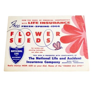 1966 National Life Accident Insurance Seed Pack Promotional Giveaway w/Seeds - Picture 1 of 2